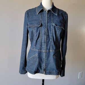 Ellen Tracy Classic Blue Denim Jacket Size 14